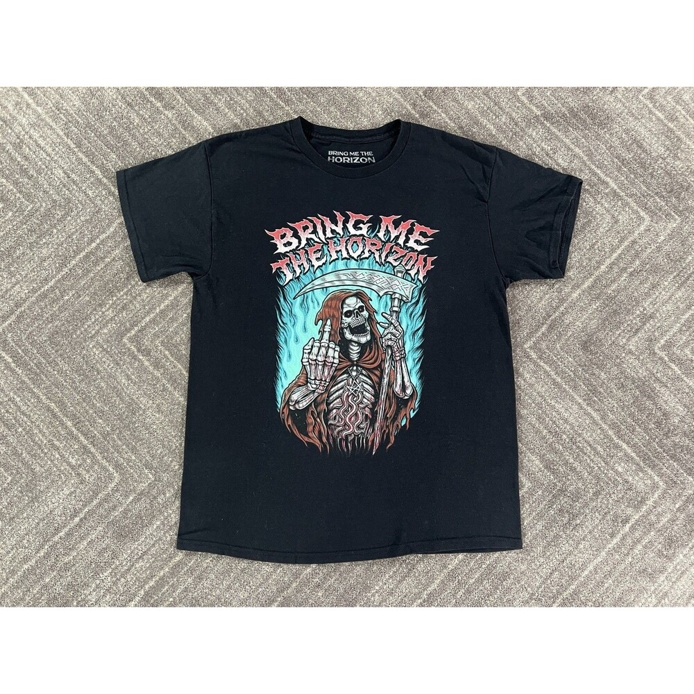 Bring Me The Horizon Men’s Grim Reaper Finger T-Shirt Size Large